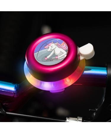 Brightz BellBrightz LED Light Up Bike Bell with Clear Ring Sound - Bike Bell with Twinkling Rainbow Color LED Ring Light - Fun Colorful Bicycle Accessory for Kids, Boys, Girls, and Adult Bicycles Space Pink