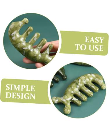 Hoement Jade Massage Comb | Acupuncture & Body Massage Device | Creative Jade Tool for Relaxation | 11.50x4.50cm Green - Buy Online on GoSupps.com