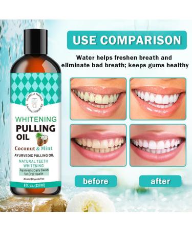 Buy DAMUSI Coconut Oil Pulling Mouthwash - Natural Whitening Fresh Breath Mint Flavor Teeth & Gums Health (237ml - Buy Online on GoSupps.com