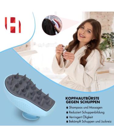 Habib Group Scalp Massage Brush - Soft Silicone Shampoo Brush for Hair Care & Growth | Blue Hair Brush for Dandruff Reduction - Buy Online on GoSupps.com