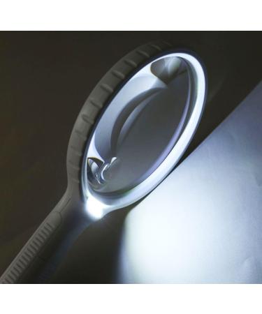 Meichoon Handheld Magnifier 3x 10x Magnification 135mm/5.31in Acrylic Optics Large Field of View With 4 LED Lights Illumination Elderly Reading Children Explore Black - Buy Online on GoSupps.com