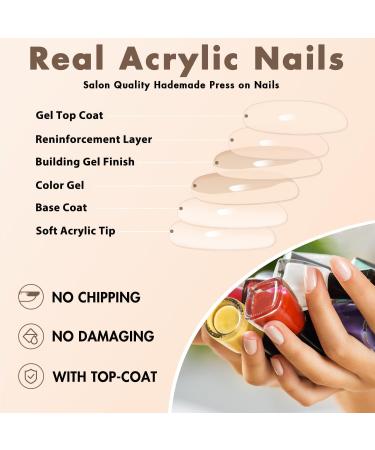 Red Press On Nails - Short Oval & Almond Styles | KQueenest Glossy Acrylic Glue-On Set for All Nail Beds - Buy Online on GoSupps.com