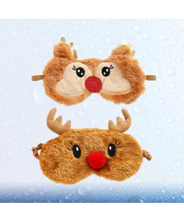 Healifty Reindeer Shaped Plush Sleeping Mask - 2Pcs Cute Animal Blindfold for Girls and Women - Buy Online on GoSupps.com