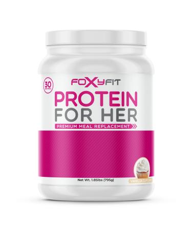FoxyFit Protein for Her, Vanilla Cupcake Whey Protein Powder with CLA and Biotin for a Healthy Glow (1.85 lbs)