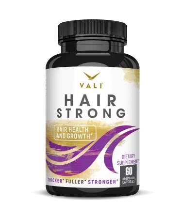 VALI Hair Strong Health & Growth Vitamins with Biotin  Keratin & Collagen - 60 Veggie Capsules. Extra Strength Supplement for Stronger  Thicker  Fuller  Healthier Hair  Skin & Nails. for Women & Men
