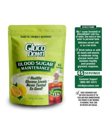 GLUCODOWN Lemon Tea Mix - Maintain Healthy Blood Sugar, Diabetic Friendly - 45 Servings - Buy Online on GoSupps.com