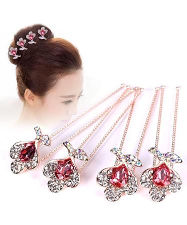 U Shape Hair Clips Bling Rhinestone Crystal Flower Hair Pin Wedding Bridal Hair Accessories French Hair Accessories U Shaped Headpiece Hair Pins Fork Hair Accessories Hair Styling Accessories for - Buy Online on GoSupps.com