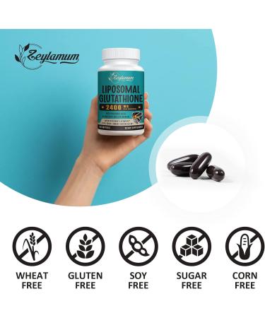 2400 MG Liposomal Glutathione Softgels, Max Absorption, Active Form L-Glutathione Reduced (GSH), with Hyaluronic Acid, Resveratrol, Master Antioxidants for Brain, Immune System, 60 Softgels 60 Count (Pack of 1) - Buy Online on GoSupps.com