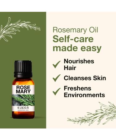 Kukka Pure Rosemary Oil for Hair Growth 10ml - 100% Natural Undiluted Therapeutic Grade Essential Oil for Skin, Scalp, and Aromatherapy - Rosemary Hair Oil for Healthy Growth - Pack of 1 - Buy Online on GoSupps.com
