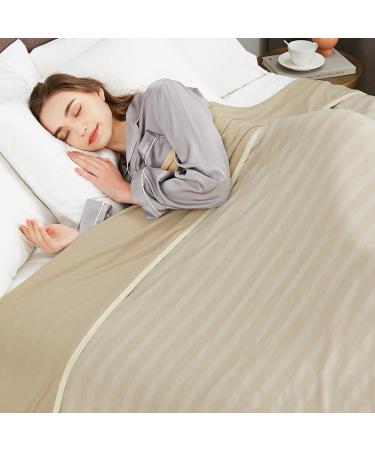 Guohaoi Cooling Blanket (90"x90"Queen Size) for Hot Sleepers and Night Sweats 100% Oeko-Tex Certified Arc-Chill Q-Max 0.5 Cool Fiber Ultra Cold Breathable Comfortable Hypo-Allergenic All-Season. Beige 90" 90"