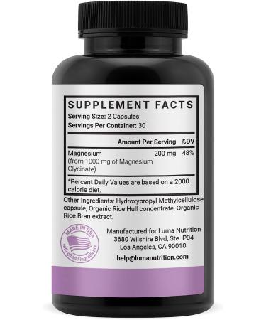 High Potency Magnesium Glycinate 1000mg Capsules - Chelated for Maximum Absorption - 60 Count - Buy Online on GoSupps.com