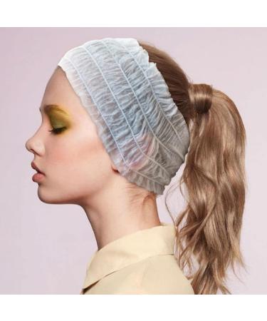 100 Pieces Disposable Spa Headbands Soft Non-Woven Facial Hair Band Elastic Facial Head Wraps Cloth Stretch Skin Care Makeup Sauna Washing Face Supplies for Women Girls (White) - Buy Online on GoSupps.com