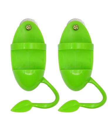 Junniu 2PCS Bird Cuttlebone Stand Holder Feeding Cup Rack Birdcage Accessories with Perches Supplies Fruit Vegetable Storage for Budgies Parakeet Cockatiel Conure Lovebird Finches, green