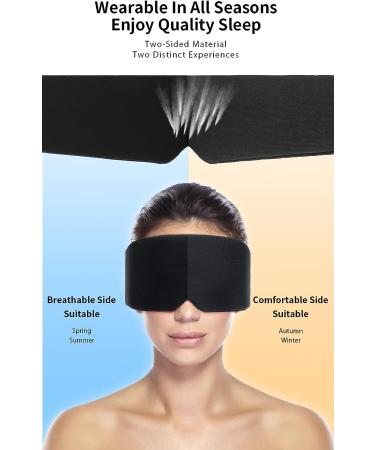BLSSNZ Dual-Sided Light Blocking Sleep Mask - Large Adjustable Eye Mask for Side Sleepers - Black - Buy Online on GoSupps.com