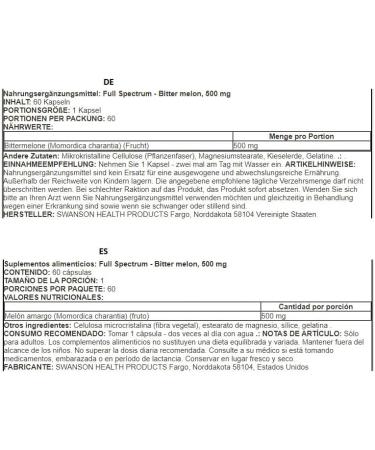 Swanson Bitter Melon 500mg - 60 Caps | Blood Sugar & Digestive Support - Buy Internationally - Buy Online on GoSupps.com