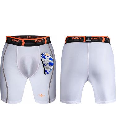 Exxact Sports Compression Shorts Men with Lightweight Cup - Medium White | Ideal for Baseball, Lacrosse, Football - Buy Online on GoSupps.com