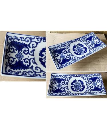 Fruit Bowl Salad Bowl Blue and White Porcelain High-Foot Ceramic Plate Dessert Plate Snack Nut Plate Cake Plate Dish Plate Creative Home Tableware Fruit Bowl for Kitchen Counter Small (A Small) - Buy Online on GoSupps.com
