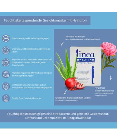 Linea Soft Viscose Fleece Facial Mask Set - 5 Moisture Masks with Hyaluronic Acid - Anti-Aging - Made in Germany - Direct from Manufacturer - Buy Online on GoSupps.com