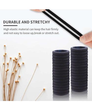 100 Pack Seamless Cotton Elastic Hair Ties for Women - No Crease, No Damage Ponytail Holders for Thick Hair (Black) - Buy Online on GoSupps.com