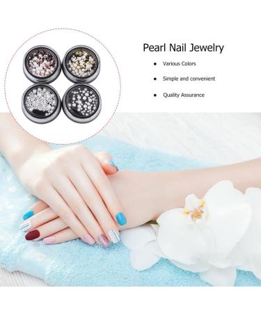 LALAFINA 4 Pearl Studs for Nails Manicure Pearls Circle Beads White Stickers Diy Pearl Beads Nail Art Charms Craft Pearl Ballet Shoes Diy Manicure Accessories Three-dimensional - Buy Online on GoSupps.com