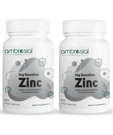 Ambrosial Zinc Tablets High Strength 30 mg (Pack of 2-120 Capsules) 60 Count (Pack of 2)