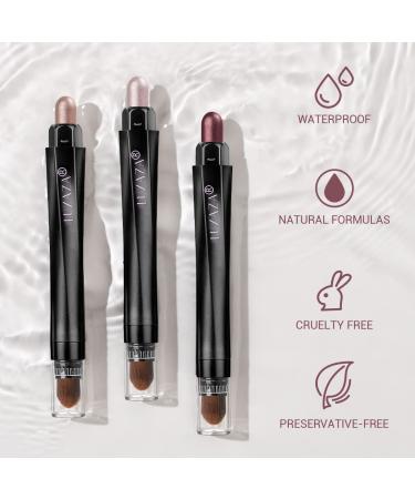 LUXAZA 3Pcs Eyeshadow Stick Set - Creamy Eye Shadow Pencil Crayon - Waterproof & Long Lasting - Pink Brick Red & Tender Carnation Shades - Buy Online on GoSupps.com