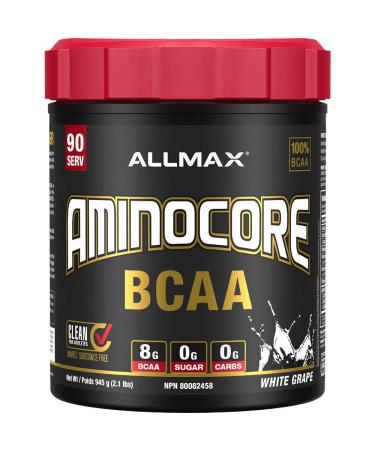 ALLMAX Nutrition - Aminocore BCAA - 8g BCAAs - 100% Pure Branch Chained Amino Acids - Gluten Free - White Grape - 945 Gram White Grape 90 Servings (Pack of 1) 8g Bcaas