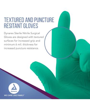 Dynarex Sterile Nitrile Surgical Gloves 6 Mil Size 8 - Case of 200 Pairs | Powder-Free, Puncture-Resistant - Buy Online on GoSupps.com