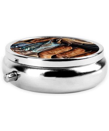 Shop Cowboy Black Hat Western Boots Round Pill Box - 3 Compartment Travel Medicine Organizer | Portable Decorative Pocket Purse - Buy Online on GoSupps.com