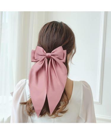 6 Pack Satin Big Large Hair Bows for Women Oversized Giant Bow Hair Clips French Barrette with Long Silky Ribbon Tail Lady Hairpin Ponytail Holder Bowknot Hair Accessories - Buy Online on GoSupps.com