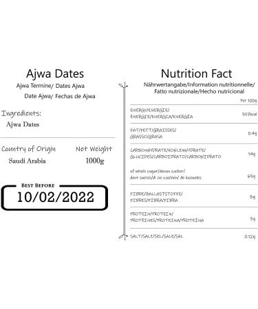 Seba Garden Premium Ajwa Dates from Al-Medina High Fibre Vitamins and Minerals | Finest Ajwa Dates (1000 gr Bag) 1000 g (Pack of 1) - Buy Online on GoSupps.com