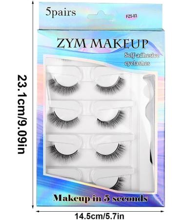 Stick Eyelashes - 5 Pairs Glueless Lashes Fake Eyelashes | Natural Glueless Lashes Waterproof Fake Lashes for Makeup Beginners Beauty Lovers - Buy Online on GoSupps.com