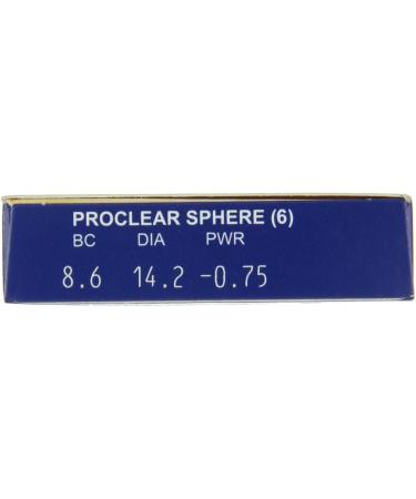 Proclear Spheric Monthly Soft Contact Lenses - 6 Pack | BC 8.6 mm | DIA 14.2 | -0.75 Diopters | International Shipping - Buy Online on GoSupps.com