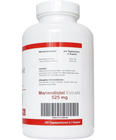 Milk Thistle Extract 525 mg - 80% Silymarin (420 mg) - 200 Vegan Capsules - No Fillers or Additives - Optimize Liver Health - Buy Online on GoSupps.com