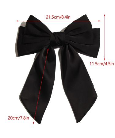 Mint Green Satin Bow Hair Clip for Women and Girls - Retro Style Metal Barrette with Long Tail - Large Furling Pompom Hair Accessory - Buy Online on GoSupps.com