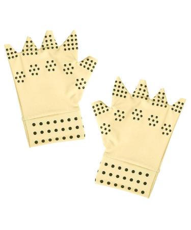 Fingerless Mittens Mens Glives Gloves 1 Pair of Magnetic Gloves Gloves for Carpal Tunnel Tendonitis (Khaki) Fingerless Mittens Mens Glives