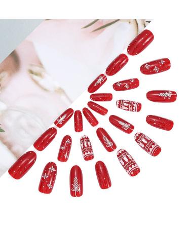 Brishow Christmas Artificial Nails - 24 Ballerina Red Press-On Acrylics for Women & Girls - Buy Online on GoSupps.com