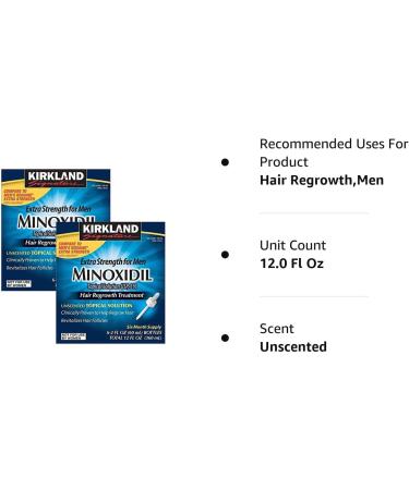 KIRKLAND SIGNATURE Minoxidil for Men 5% Hair Regrowth Treatment 12 Months Supply - Unscented - Buy Online on GoSupps.com