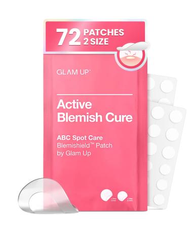 GLAM UP Hydrocolloid Blemish Pimple Zit Patches - Invisible Ultra Thin Spot Cover Stickers for Face and Skin Strong Water-proof and Adhesive Overnight Vegan-friendly (72 Count / 2 Sizes)