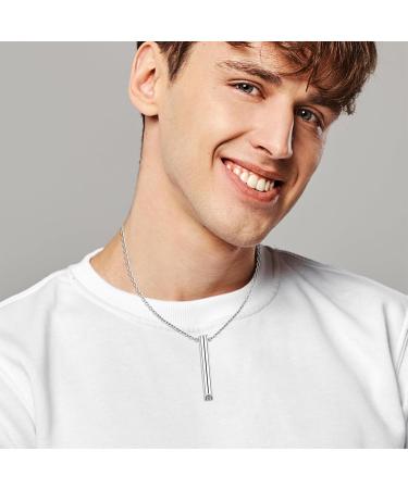 Magiho Stainless Steel Mindful Breathing Necklace - Stress Reduction & Smoke Cessation Tool Fear Relief Device in Steel Color - Buy Online on GoSupps.com