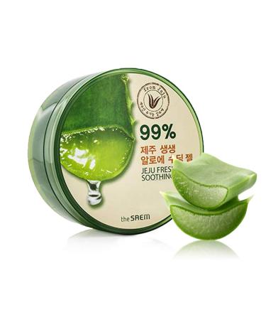 the SAEM Jeju Fresh Aloe Soothing Gel 10.1 fl.oz. (300ml) - 99% Aloe Vera, Hydrates & Dry, Itchy & Damaged Skin