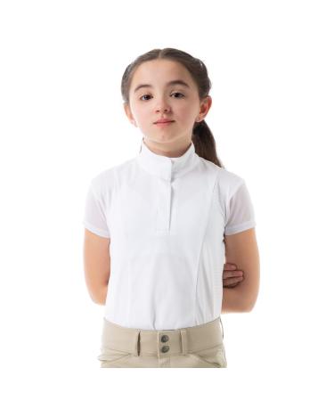 Equinavia Charlotte Kids Equestrian Short Sleeved Show Shirt with Cooling Mesh White Small