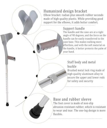 Adult Assistance Forearm Crutches with Comfortable Grip Aluminum Alloy Forearm Walking Stick Ergonomic Shock Absorption Walking Stick Lightweight 10 Adjustable Rows A 2 Units (B 1Units) Journey - Buy Online on GoSupps.com