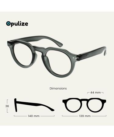 Opulize Rio Reading Glasses with Blue Light Filter | Flattened Frame for Men & Women | Spring Hinges | B53-1 +2.00 Magnification | Stylish Transparent Dark Green - Buy Online on GoSupps.com