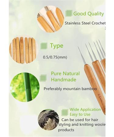 LDCREEE Dreadlock Crochet Hooks Set - 3 Pieces 0.75mm Wood Color for Hair Braid Craft - Buy Online on GoSupps.com