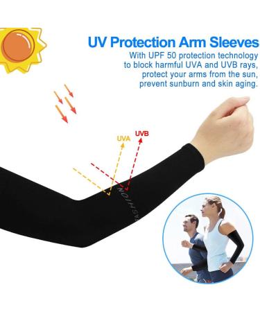 Siyingsaery UV Protection Arm Sleeves - 2 Pairs Black Slide-Resistant Elastic Sun Protection for Men & Women - Anti-UV Arm Protectors for Running & Basketball - Buy Online on GoSupps.com