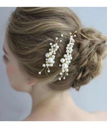 Cinaci 25 Pack Gold Glitter Rhinestone Pearl Wedding Hair Combs + Pins Set - Buy Online on GoSupps.com