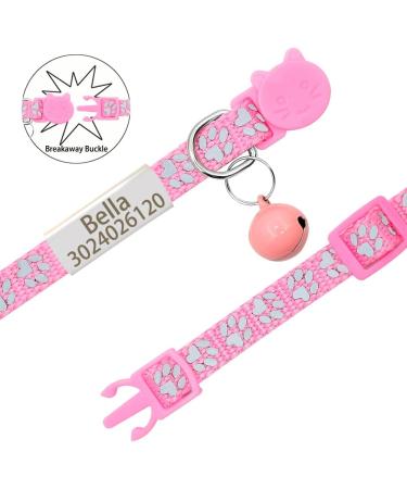 Personalized Reflective Cat Collar 2 Pack - Custom Breakaway with Name Tag & Bell | Anti-Loss Design for Cats 20-28 cm | Pink - Buy Online on GoSupps.com