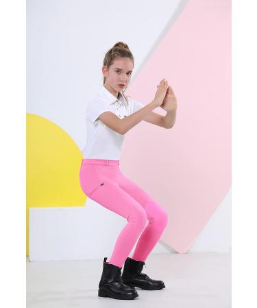 EXARUS Girls Horse Riding Pants - Plum Red, Size 8 Years | Equestrian Breeches with Knee-Patch, Zipper Pockets for Youth Schooling Leggings - Buy Online on GoSupps.com