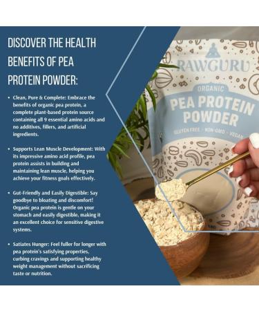 RawGuru Organic Pea Protein Powder - 16 oz | USDA Organic Gluten Free Non-GMO Vegan | Premium Plant Protein for Optimal Health - Buy Online on GoSupps.com